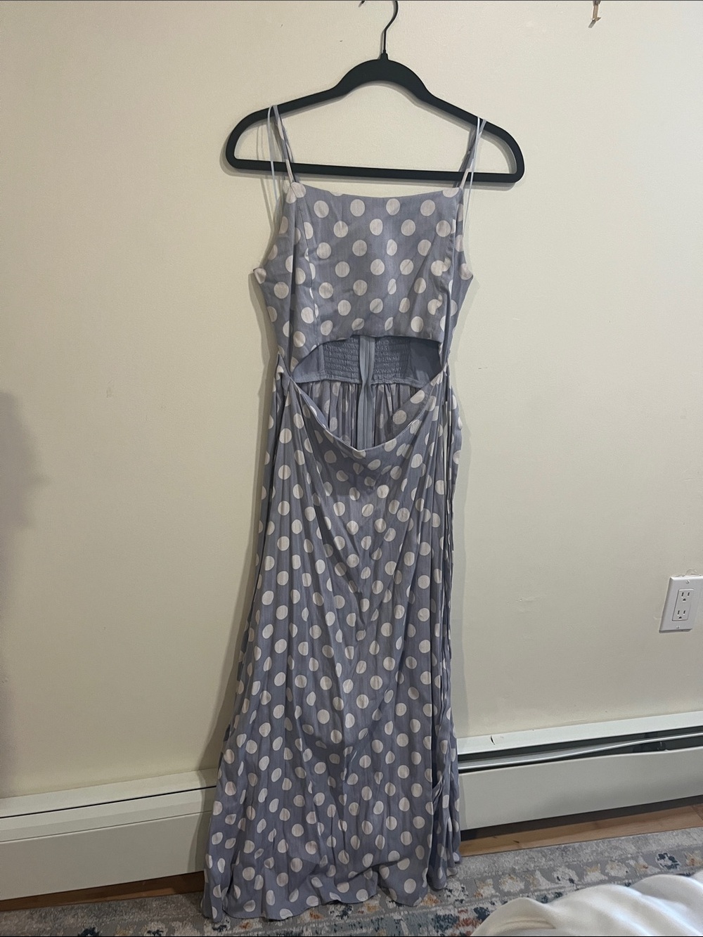 Women’s Lilac Polka Dot Maxi Dress with Cutout